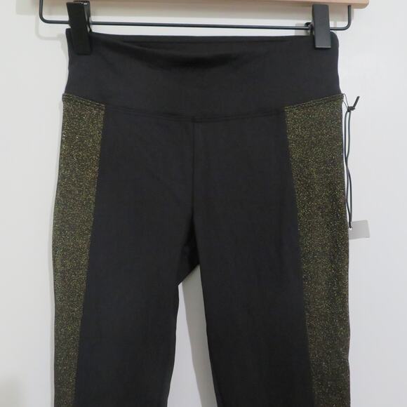 Koral Womens Size XS Black Gold Curve Mid Rise Crop Legging Stretchy Yoga Pants - Picture 3 of 9